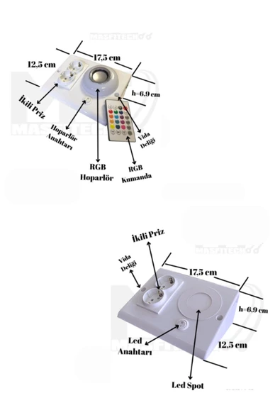 Masfitech Dolap Ve Tezgah Altı Bluetooth Müzik Çalar Ve Ledli Prizmatik Venüs (3'LÜ SET) 4000K GÜNIŞIĞI - 4