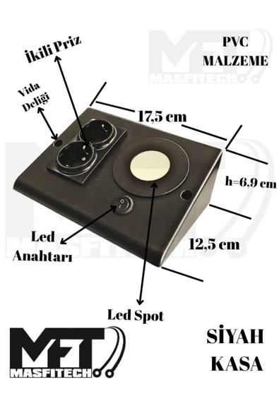 Masfitech Dolap Ve Tezgah Altı Prizli Led Aydınlatma – 3 Watt Beyaz Işık | Mutfak Için Şık Işık Ve Priz Çözümü - 6