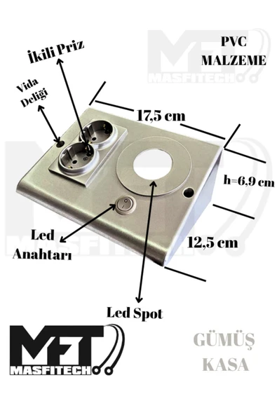 Masfitech Dolap & Tezgah Altı Prizli Aydınlatma 3 Watt (GÜN IŞIĞI 4000K) 1306-40 - 6