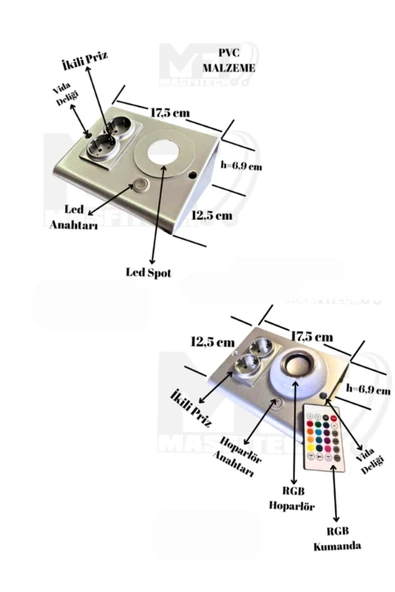 Masfitech Dolap Ve Tezgah Altı Bluetooth Müzik Çalar Ve Ledli Prizmatik Venüs (2'Lİ SET) - 6