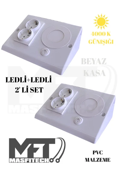 Masfitech Dolap Ve Tezgah Altı Prizli Led Aydınlatma Siyah–3 Watt 4000k Günışığı |mutfak Için Şık Işık Ve Priz