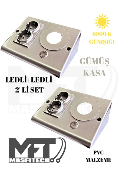 Masfitech Dolap Ve Tezgah Altı Prizli Led Aydınlatma Siyah–3 Watt 4000k Günışığı |mutfak Için Şık Işık Ve Priz