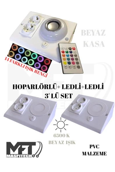 Masfitech Dolap Ve Tezgah Altı Bluetooth Müzik Çalar Ve Ledli Prizmatik Venüs (3'LÜ SET)