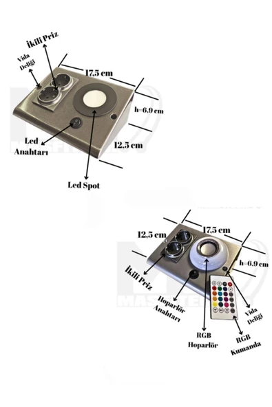 Masfitech Dolap Ve Tezgah Altı Bluetooth Müzik Çalar Ve Ledli Prizmatik Venüs (3'LÜ SET) 6500K BEYAZ IŞIK - 6