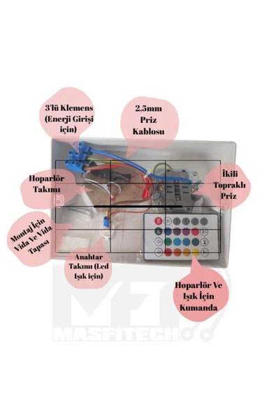 Masfitech Dolap Ve Tezgah Altı Bluetooth Müzik Çalar Prizmatik Venüs Uzatma Kablolu (2 METRE KABLO) - 6