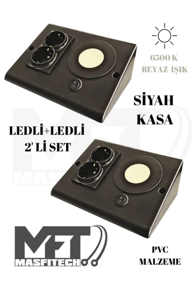 Masfitech Dolap Tezgah Altı Prizli Aydınlatma 3 Watt 6500k Beyaz ışık (2 Adet)