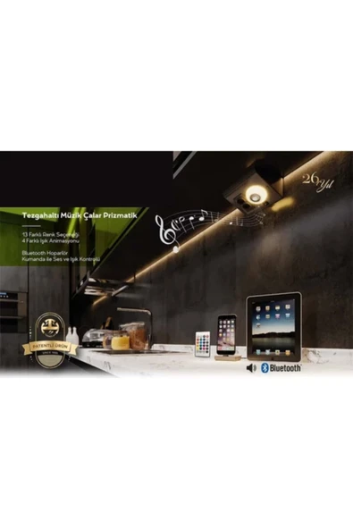 TEKNOLOJİ ELEKTRİK Tezgah Altı Kumandalı Rgb Led Ve Bluetooth Hoparlörlü Led- (uzatma Kablosu Dâhil Değildir) - Resim 5