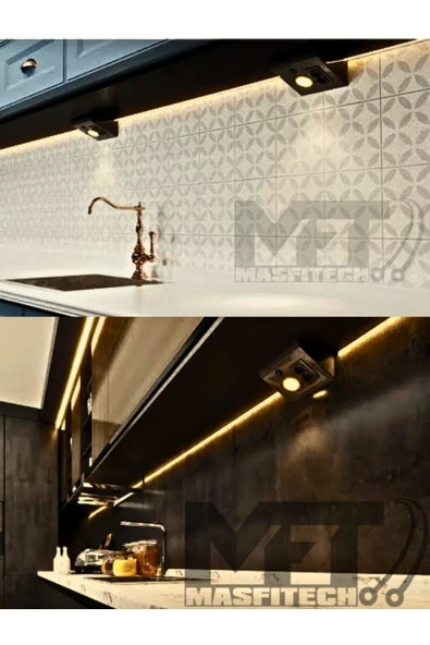 Masfitech Dolap Ve Tezgah Altı Prizli Led Aydınlatma – 3 Watt Beyaz Işık | Mutfak Için Şık Işık Ve Priz Çözümü - 5