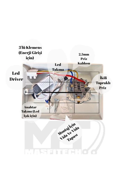 Masfitech Dolap & Tezgah Altı Prizli Aydınlatma 3 Watt (GÜN IŞIĞI 4000K) 1306-40 - 4