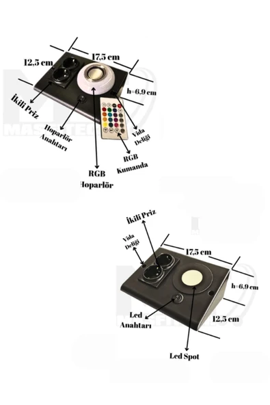 Masfitech Dolap Ve Tezgah Altı Bluetooth Müzik Çalar Ve Ledli Prizmatik Venüs (3'LÜ SET) 4000K GÜNIŞIĞI - 6