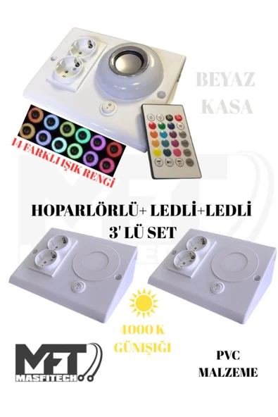 Masfitech Dolap Ve Tezgah Altı Bluetooth Müzik Çalar Ve Ledli Prizmatik Venüs (3'LÜ SET) 4000K GÜNIŞIĞI