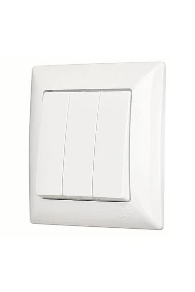 Günsan Elektrik Günsan Visage Beyaz Üçlü Anahtar - Resim 2