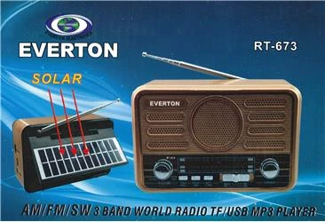 Everton Rt-675  Bluetooth Fm-Usb-Tf-Aux Şarjlı Solar Nostaljik Radyo - Resim 2