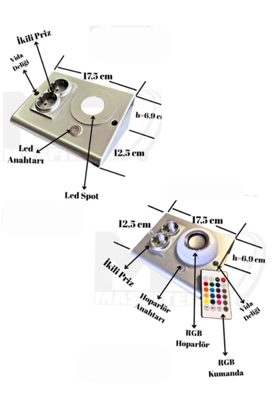 Masfitech Dolap Ve Tezgah Altı Bluetooth Müzik Çalar Ve Ledli Prizmatik Venüs (2'Lİ SET) 4000k Günışığı - 6