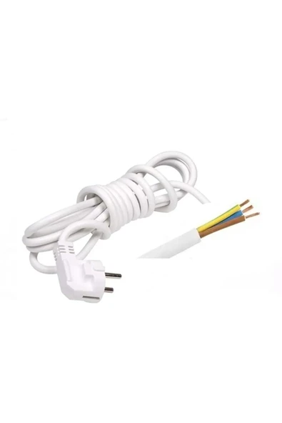 Masfitech Cihaz Fişli Ttr Topraklı Kablo 3 X 1 Mm 2 Metre Beyaz - 3