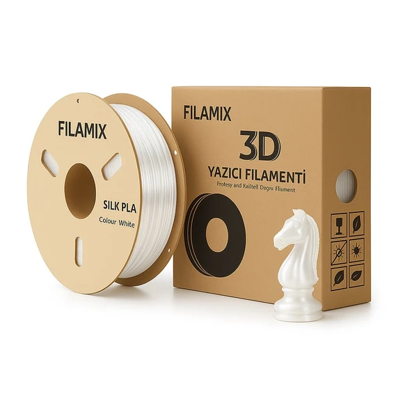 Filamix Silk Pla Beyaz 1Kg İpeksi Parlaklık - Urhanshop Gönderimli ürün görseli 1