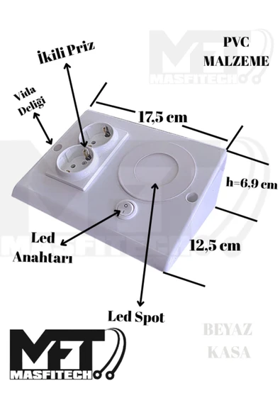 Masfitech Dolap & Tezgah Altı Prizli Aydınlatma 3 Watt (BEYAZ İŞIK) 10 Adet - Resim 6
