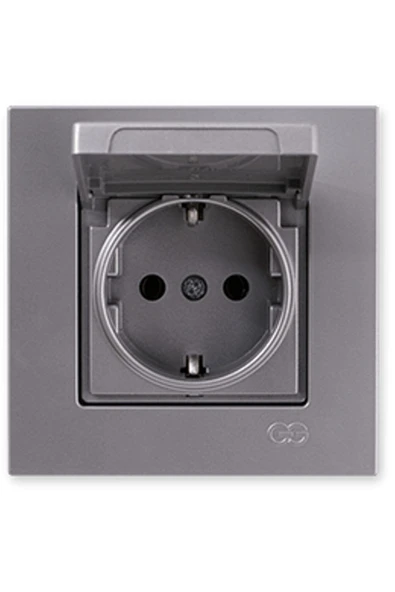 Günsan Çerçeveli Gümüş Kapaklı Topraklı Priz ürün görseli