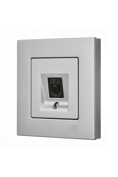 Günsan Elektrik Günsan Eqona Gümüş Tekli Data Prizi (RJ45 CAT6) - Resim 2