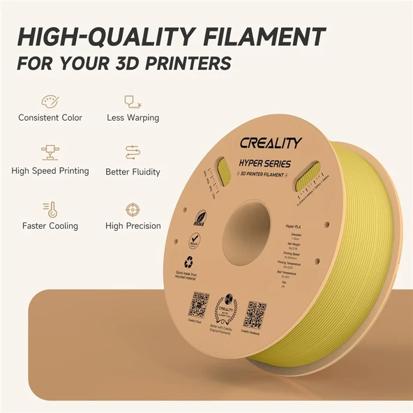Creality Hyper Pla Altın Filament 1.75mm 1Kg - Urhanshop Gönderimli - Resim 2