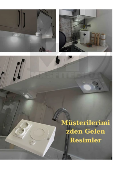 Masfitech Dolap & Tezgah Altı Prizli Aydınlatma 3 Watt (BEYAZ İŞIK) 10 Adet - Resim 5