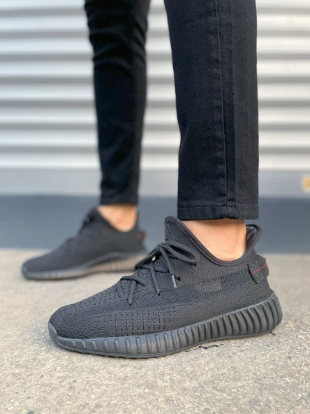 JET-305 Pulse Bağcıklı Triko Kumaş Erkek Günlük Spor Ayakkabı TST - Siyah - Resim 2