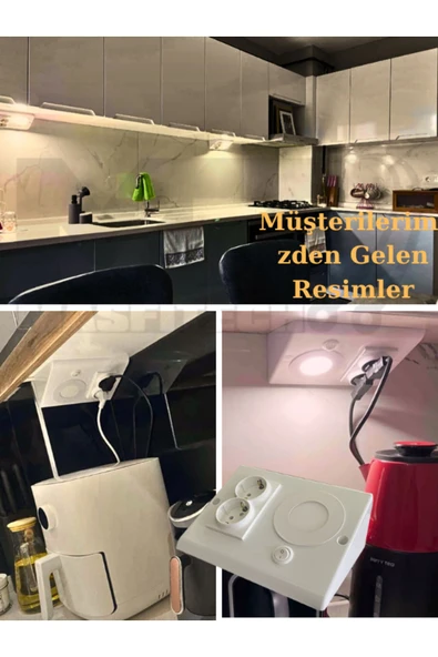 Masfitech Dolap & Tezgah Altı Prizli Aydınlatma 3 Watt (BEYAZ İŞIK) 10 Adet - Resim 3