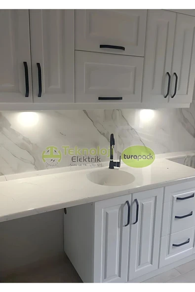 TEKNOLOJİ ELEKTRİK Dolap Tezgah Altı 2'li Priz Ve 3 Watt Anahtarlı Led Spot Aydınlatma (FÜME KASA) Işık Ve Priz - 4
