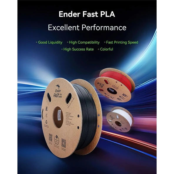 Creality Ender Fast Ateş Kırmızı 1.75mm Pla 3D Baskı Filamenti - Urhanshop Gönderimli - Resim 3