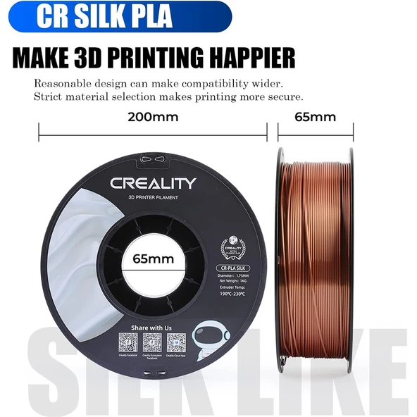 Creality Cr-Silk Pla 1,75mm 3D Baskı Filament 1Kg - Kırmızı Bakır - Urhanshop Gönderimli - 4