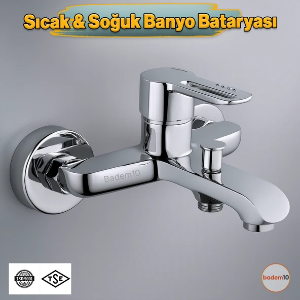 Premium Tek Kollu Krom Banyo Bataryası Duvar Tipi Armatür Şık Modern Tasarım Sıcak Soğuk Ayarlı ürün görseli