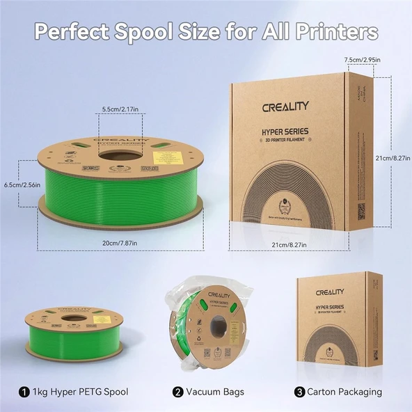 Creality Hyper Petg Yeşil Filament 1.75mm 1Kg - Urhanshop Yetkili Satış - Resim 5