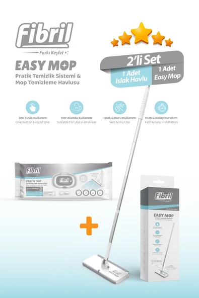 Fibril  Easy Mop Pratik Temizlik Sistemi + 1 Paket Temizleme Havlusu 40 Yaprak ürün görseli