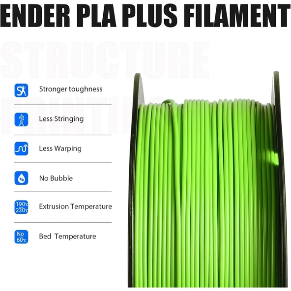 Creality Ender Pla+ Filament Elma Yeşili 1.75mm 1Kg - Urhanshop Yetkili Satış - Resim 2