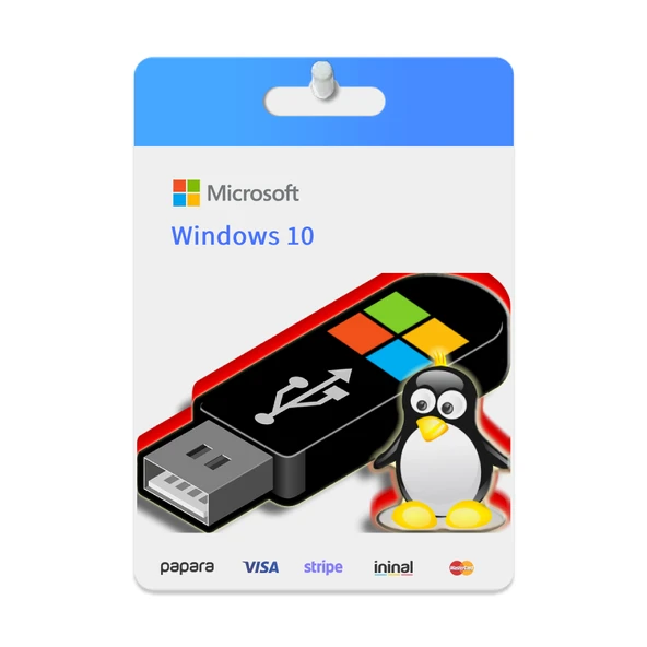 Windows 10 Kurulum Dosyalı 64GB USB Bellek (Windows 10 Pro Lisans Anahtarı Hediyeli) - 1