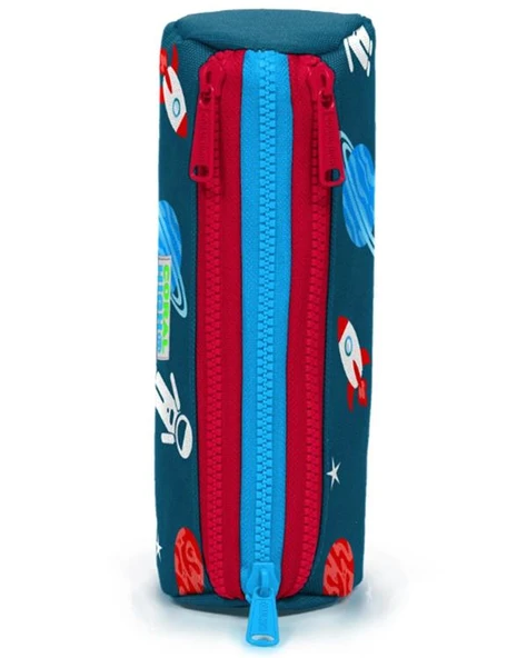 Coral High Kids Civit Kırmızı Uzay Desenli Üç Bölmeli Kalem Çantası 22330 - Resim 2