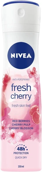 NIVEA Kadın Sprey Deodorant Cherry Fresh 150 ml, 48 Saat Anti-perspirant Koruma ürün görseli 1