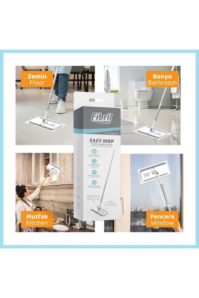 Fibril  Easy Mop Pratik Temizlik Sistemi + 3 Paket Temizleme Havlusu 120 Yaprak - Resim 4