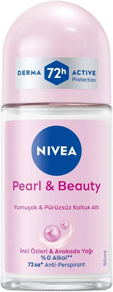 NIVEA Kadın Roll-on Deodorant Pearl & Beauty 50ml, 72saat Anti-perspirant, Yumuşak Ve Pürüzsüz Koltuk Altı ürün görseli 1