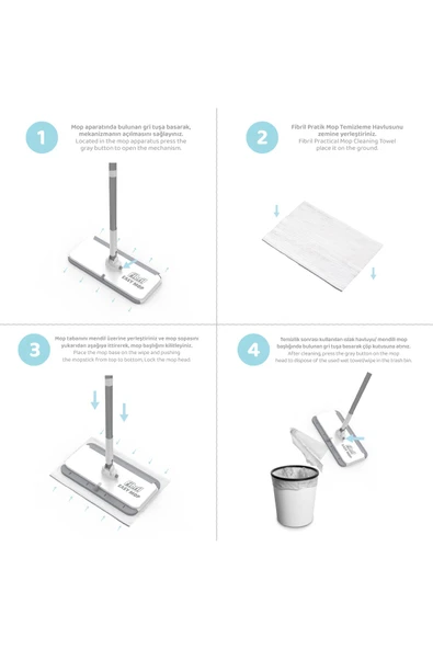 Fibril  Easy Mop Pratik Temizlik Sistemi + 3 Paket Temizleme Havlusu 120 Yaprak - Resim 3