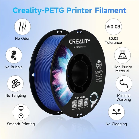 Creality Cr-Petg Şeffaf Mavi Filament 1.75mm 1000Gr - Urhanshop Yetkili Satış - Resim 2