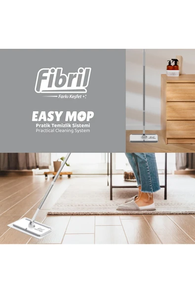 Fibril  Easy Mop Pratik Temizlik Sistemi + 3 Paket Temizleme Havlusu 120 Yaprak - Resim 8