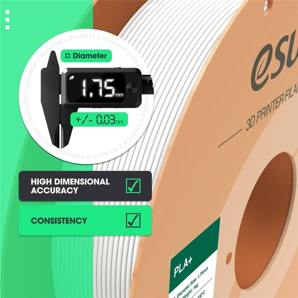 Esun Mavi Pla+ Filament 1.75mm 1 Kg Plus - Urhanshop Yetkili Satış - Resim 4