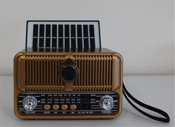 Everton Rt-660  Bluetooth Fm-Usb-Tf-Aux Şarjlı Nostaljik Radyo Solar (Güneş Panelli) - Resim 2