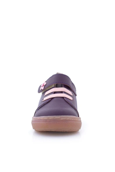 Anatomik Hakiki Deri Yumuşak Mor Çiçekli Cırtlı Kız Çocuk Ayakkabı - Resim 7