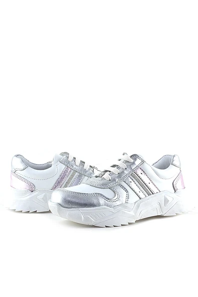 Rakerplus Hakiki Deri Gümüş Pembe Taşlı Kız Çocuk Günlük Ayakkabı - Resim 7