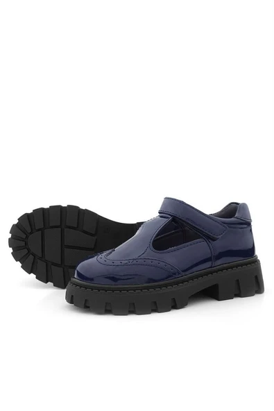 Rakerplus Lacivert Rugan Cırtlı Kız Çocuk Okul Ayakkabı - 7