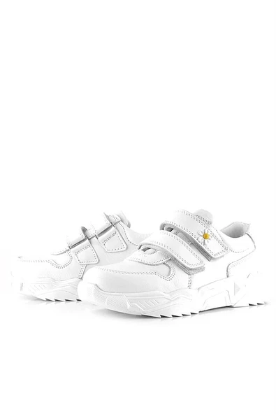 Rakerplus Hakiki Deri Beyaz Papatya Detaylı Kız Çocuk Günlük Ayakkabı - Resim 6
