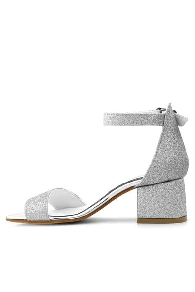 Lilo Simli Gümüş Tek Bantlı Kız Çocuk Topuklu Abiye Ayakkabı - Resim 12
