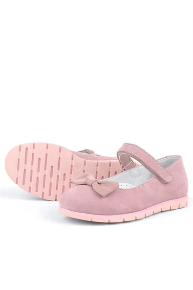 Rakerplus Hakiki Deri Pembe Fiyonklu Cırtlı Kız Çocuk Babet - Resim 12